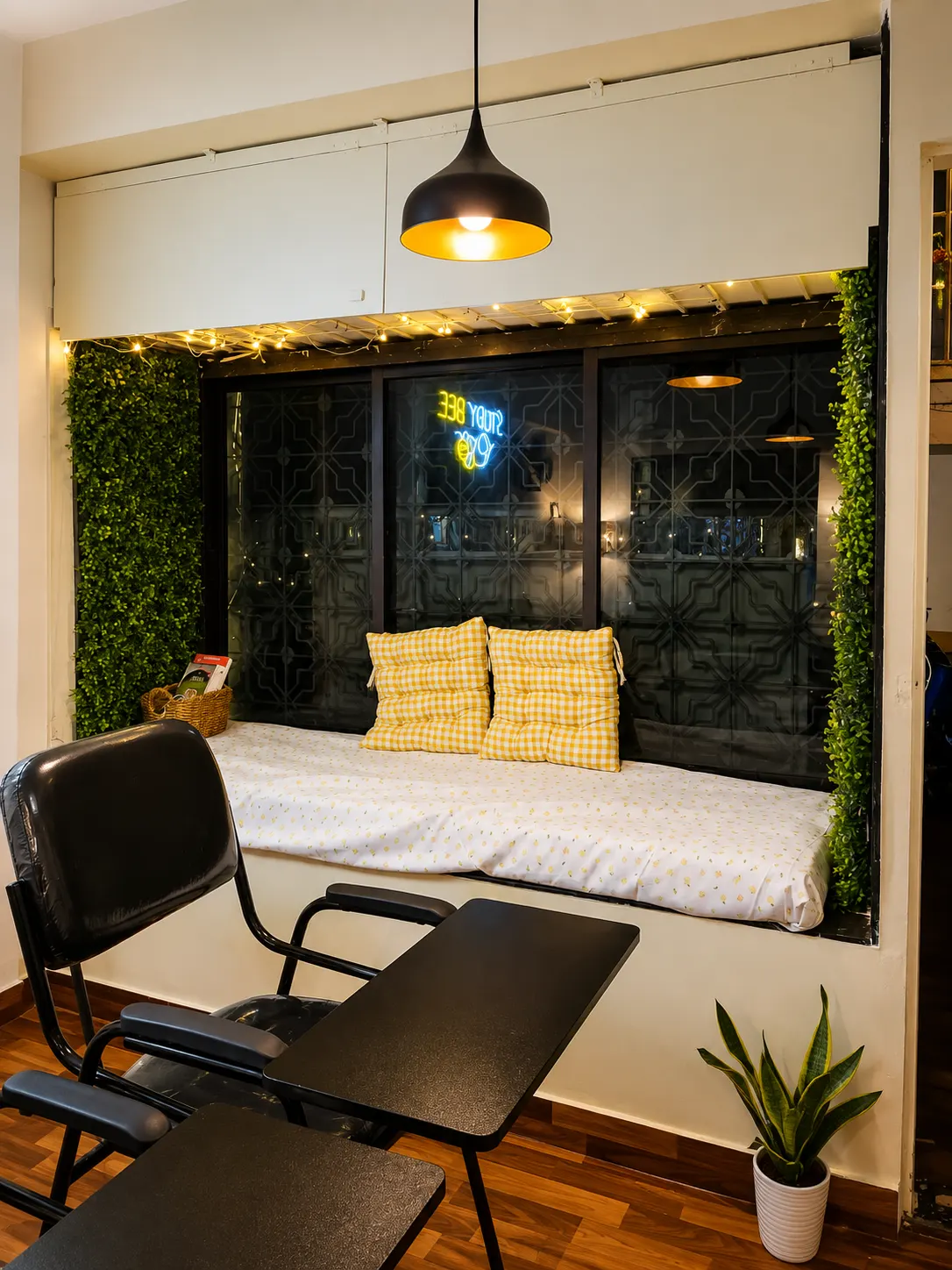 A quiet corner of the room, kept calm and uncluttered